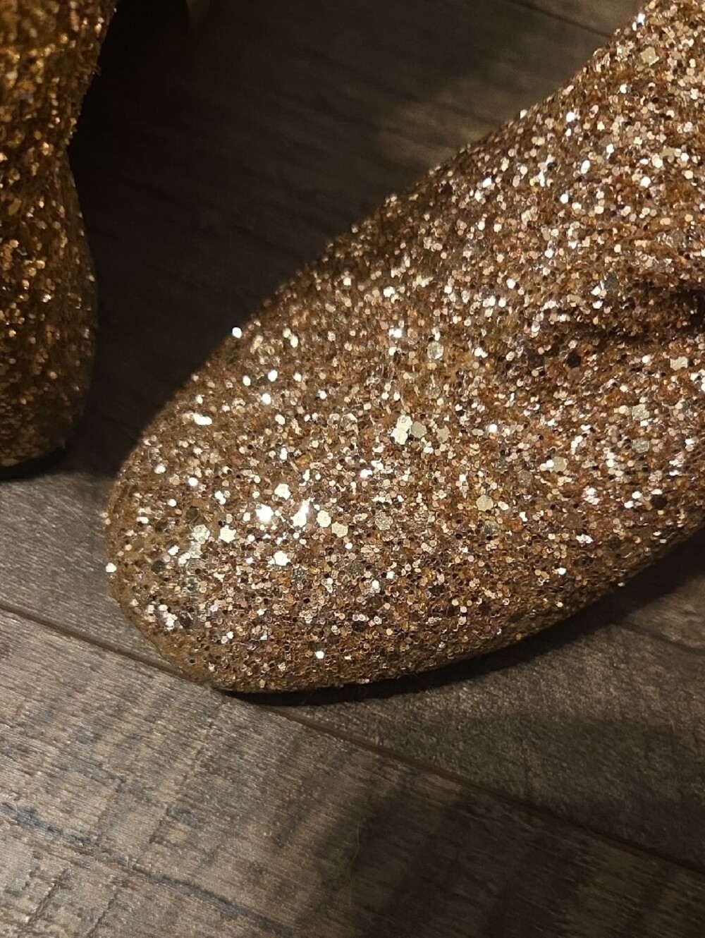 Forever 21 Gold Glitter Block Heel Ankle Boots - Picture 4 of 4